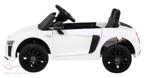 Audi R8 na akumulator dla dzieci Biały + Pilot + EVA + Wolny Start + MP3 LED