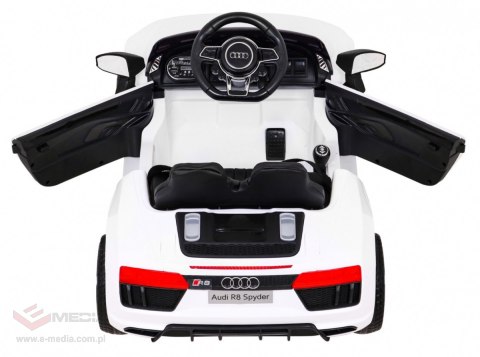 Audi R8 na akumulator dla dzieci Biały + Pilot + EVA + Wolny Start + MP3 LED