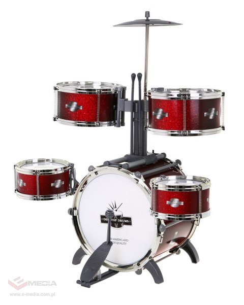 Czerwona 7-bębnowa Perkusja dla dzieci 5+ Stołek + 2 Talerze + 2 Pałeczki 12 el.