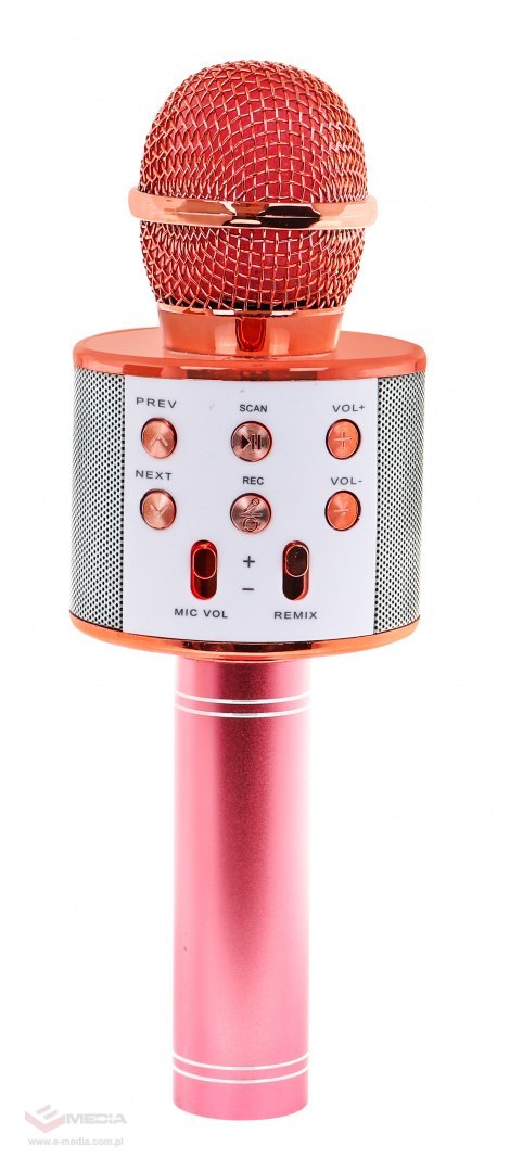 Mikrofon Karaoke Z Głośnikiem Różowe Złoto