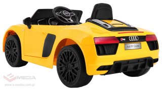 Audi R8 Spyder na akumulator Żółty + Pilot + EVA + Wolny Start + Radio MP3 + LED