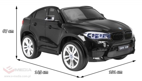 BMW X6M XXL dla 2 dzieci Lakier Czarny SUV + Pilot + Ekoskóra