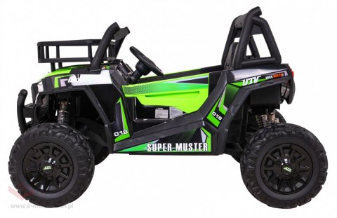 Buggy UTV Terenówka dla dzieci Zielony + Pilot + Bagażnik + Wolny Start + EVA + MP3 LED