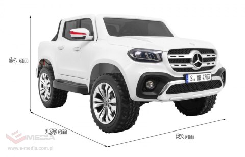 Mercedes Benz X-Class dla dzieci Biały Pickup + Pilot + Napęd 4x4