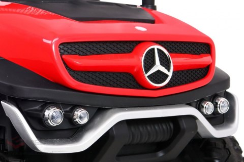 Mercedes Benz Unimog dla dzieci Czerwony + Napęd 4x4 + Pilot + Bagażnik + Wolny Start + MP3 LED