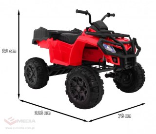 Quad XL ATV na akumulator dla dzieci Czerwony + Napęd 4x4 + Bagażnik + Wolny Start + EVA + Audio LED