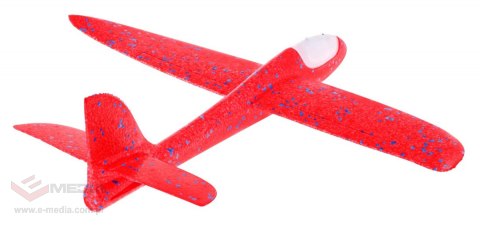 Model Samolotu ze styropianu dla dzieci Czerwony + Ruchomy statecznik + Światełko
