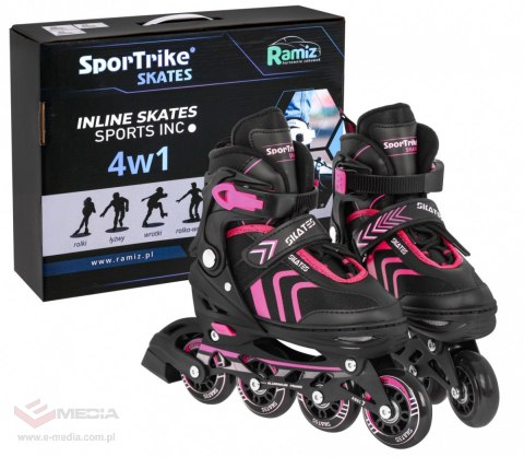 Zestaw 4w1 Rolki Wrotki Łyżwy dla dzieci Rozmiar 39-43 Różowy