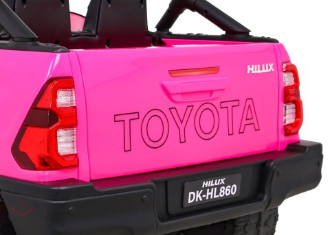 Toyota Hilux na akumulator dla dzieci, Różowy Pickup + Napęd 4x4 + Pilot