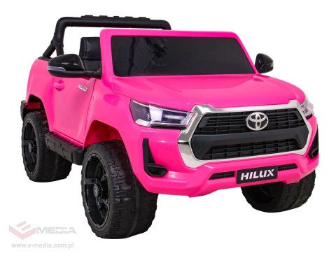 Toyota Hilux na akumulator dla dzieci, Różowy Pickup + Napęd 4x4 + Pilot