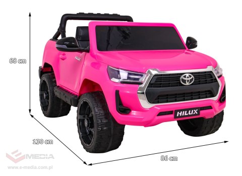 Toyota Hilux na akumulator dla dzieci, Różowy Pickup + Napęd 4x4 + Pilot