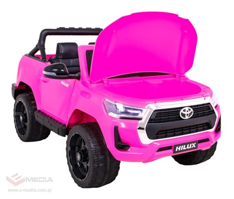 Toyota Hilux na akumulator dla dzieci, Różowy Pickup + Napęd 4x4 + Pilot