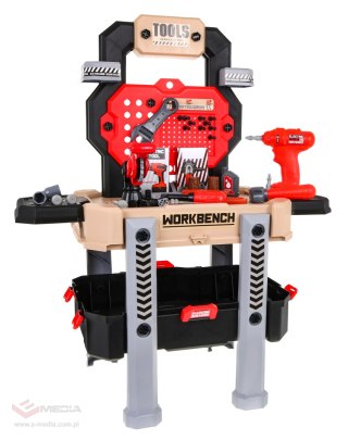 Warsztat z narzędziami dla dzieci 3+ Zestaw majsterkowicza 2w1 czerwony Walizka + stojak