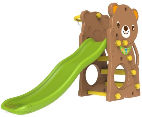 Zjeżdżalnia ogrodowa 2w1 Koszykówka dla dzieci Miś + Ślizg 136cm