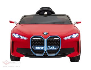 Autko BMW i4 na akumulator dla dzieci Czerwony + Wolny Start + EVA + Ekoskóra + Audio LED + Pilot