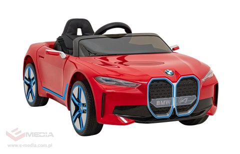 Autko BMW i4 na akumulator dla dzieci Czerwony + Wolny Start + EVA + Ekoskóra + Audio LED + Pilot