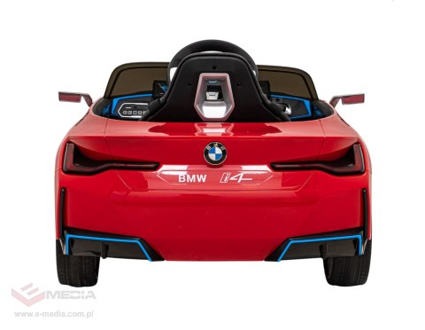 Autko BMW i4 na akumulator dla dzieci Czerwony + Wolny Start + EVA + Ekoskóra + Audio LED + Pilot