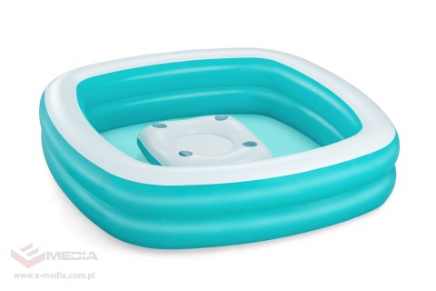 Dmuchany Basen dla rodziny 218x218x48 BESTWAY + Pływający Stolik Wyspa na napoje