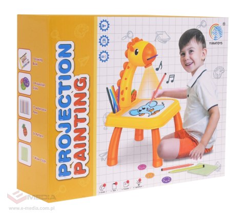 Interaktywny Projektor do Rysowania Żyrafa dla dzieci 3+ Stoli + Lampka nocna + 24 Obrazki + 12 Pisaków + Dźwięki Światła