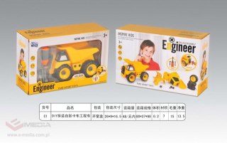 Wywrotka do Skręcania dla dzieci 3+ Pojazd budowlany + Śrubokręt + 3 Wymienne Bity