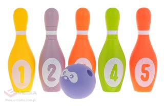 Zestaw piankowych 5 Kręgli z Piłką dla dzieci 6m+ Pastelowe kolory + Piszczałka w każdym elemencie