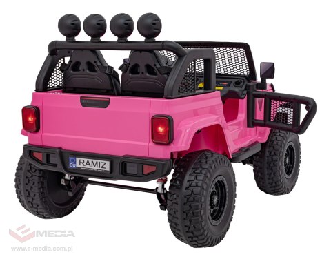 Auto terenowe OFF-ROAD 3.0 dla dzieci Różowy + Pilot + Wolny Start + Pasy + Audio LED
