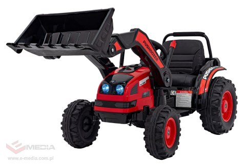 Koparka Traktor na akumulator dla dzieci Czerwony + Ruchome Ramię Łyżka + Pilot + Wolny Start + Radio FM + LED