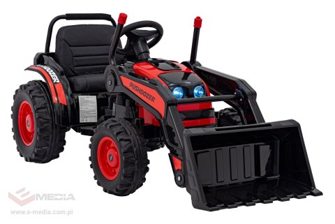 Koparka Traktor na akumulator dla dzieci Czerwony + Ruchome Ramię Łyżka + Pilot + Wolny Start + Radio FM + LED