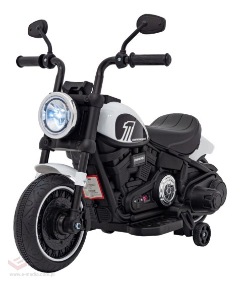 Motorek Chopper FASTER na akumulator dla dzieci Biały + Radio FM + Panel audio + LED