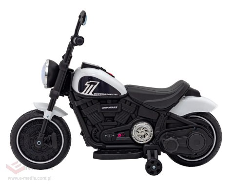 Motorek Chopper FASTER na akumulator dla dzieci Biały + Radio FM + Panel audio + LED