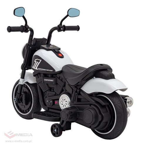 Motorek Chopper FASTER na akumulator dla dzieci Biały + Radio FM + Panel audio + LED
