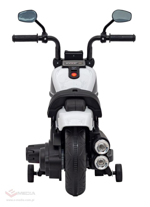 Motorek Chopper FASTER na akumulator dla dzieci Biały + Radio FM + Panel audio + LED