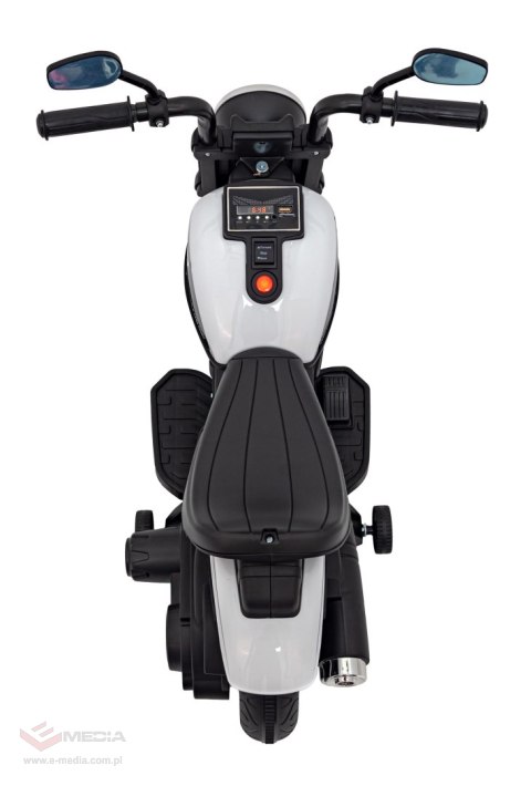 Motorek Chopper FASTER na akumulator dla dzieci Biały + Radio FM + Panel audio + LED