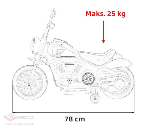 Motorek Chopper FASTER na akumulator dla dzieci Biały + Radio FM + Panel audio + LED