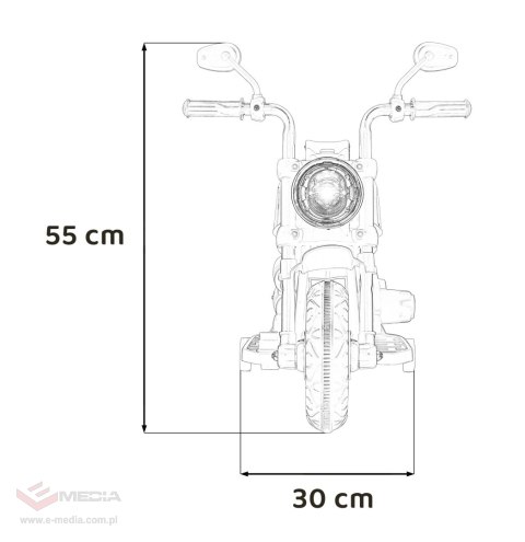 Motorek Chopper FASTER na akumulator dla dzieci Biały + Radio FM + Panel audio + LED