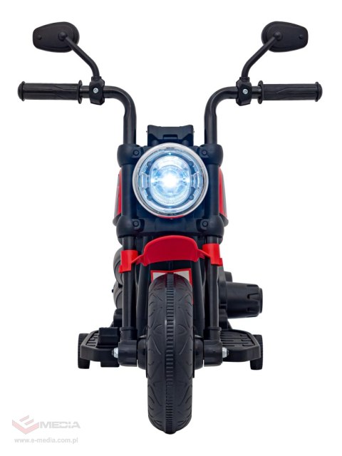 Motorek Chopper FASTER na akumulator dla dzieci Czerwony + Radio FM + Panel audio + LED