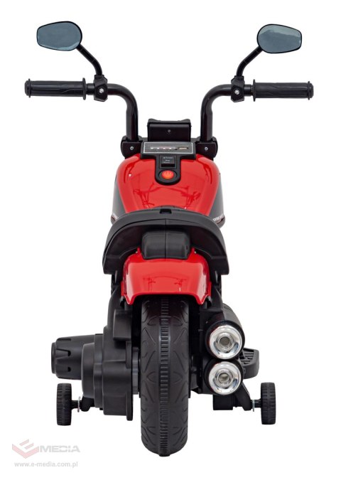 Motorek Chopper FASTER na akumulator dla dzieci Czerwony + Radio FM + Panel audio + LED