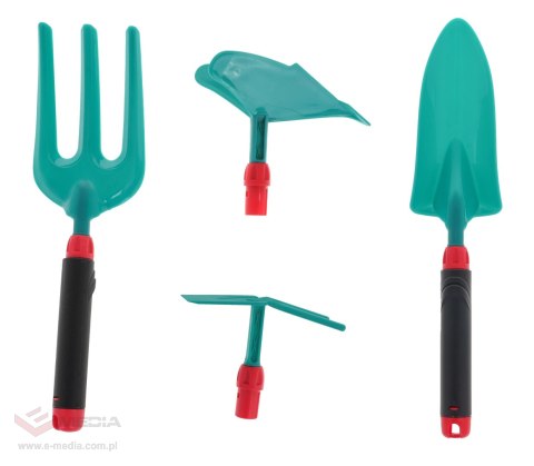 Zestaw małego ogrodnika 4 Narzędzia do Ogrodu dla dzieci 3+ Widełki + Kielnia + Obsypnik + Motyka