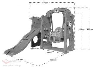 Zjeżdżalnia ogrodowa 3w1 Huśtawka Koszykówka dla dzieci Miś biały