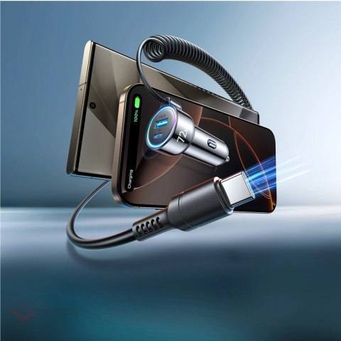 Ładowarka samochodowa 3w1 Joyroom JR-CL07 90W z kablem USB-C 1.6m - czarna