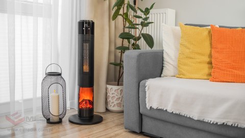 Termowentylator kolumnowy PTC Teesa 1000/2000W z funkcą imitacji kominka (pilot)