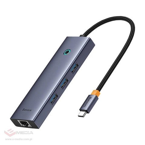 Hub 4w1 Baseus UltraJoy USB-C do 3x USB 3.0 + RJ45 (szary)