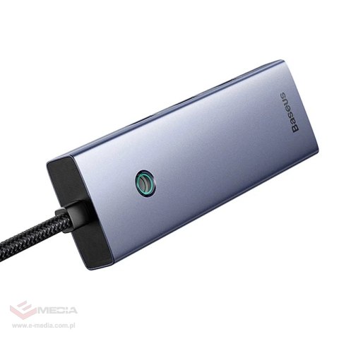 Hub Baseus UltraJoy Series Lite 4-Port (USB do USB 3.0*3+RJ45*1+USB-C 5V) (szary)