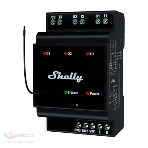 Przekaźnik SHELLY Qubino Wave Pro 3 Z-Wave 3-kanałowy DIN