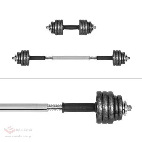 Hantle żeliwne regulowane w walizce z gryfem, zestaw 15kg REBEL ACTIVE