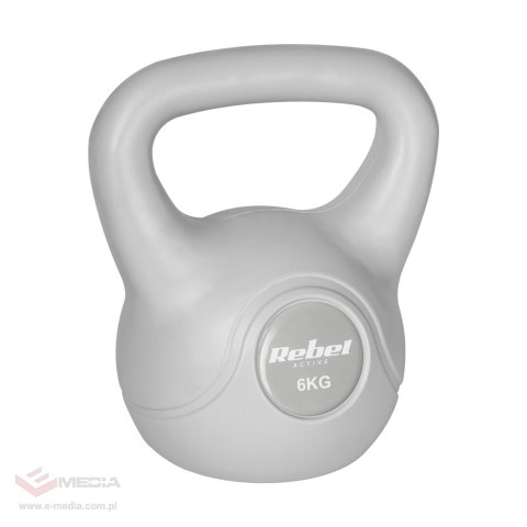 Kettlebell bitumiczny 6 kg szary REBEL ACTIVE