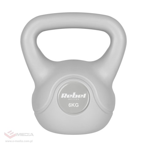 Kettlebell bitumiczny 6 kg szary REBEL ACTIVE