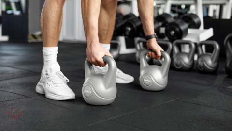 Kettlebell bitumiczny 6 kg szary REBEL ACTIVE