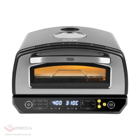 Piec do pizzy SUPREME ELITE 2200 W, 450 stopni, dwie grzałki, okno, LED, 33 cm, różna programy pieczenia