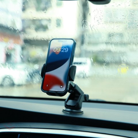 Joyroom samochodowy uchwyt na telefon z teleskopowym wysuwanym ramieniem na deskę rozdzielczą i szybę czarny (JR-ZS259)